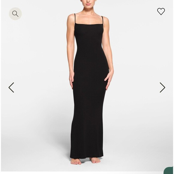 SKIMS SOFT LOUNGE LONG SLIP STYLE: AP-DRS-0596 COLOR: ONYX SIZE:XXS - Picture 2 of 5